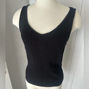White House Black Market Black Ribbed Women's Tank Top Size Large